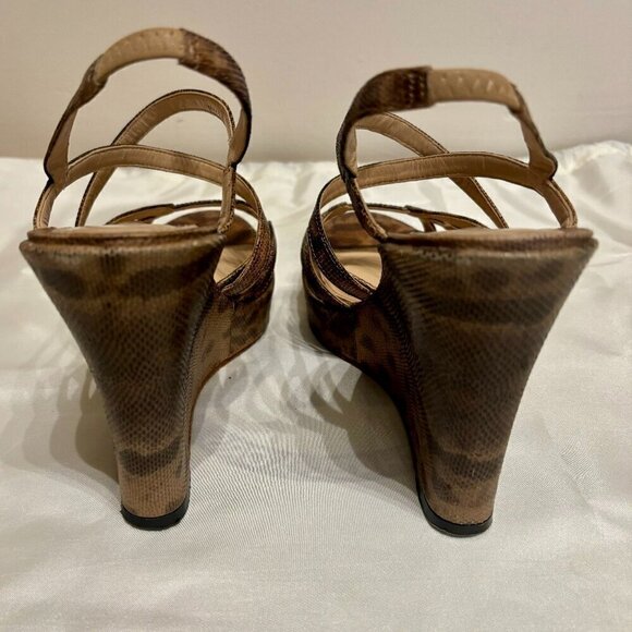 Max Studio Women's Brown/Tan Python Wedge Sandals | Women's Size 7 - Picture 5 of 6